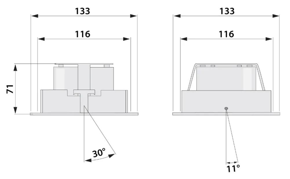 Casa Single DL — Downlight LED orientable — Dessin coté — fiche fabricant, page 1