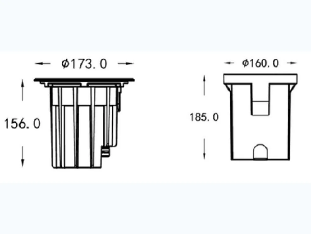 MDDM 6035 — Spot encastré de sol LED orientable 18W — Dessin coté — extrait de la fiche technique, page 2