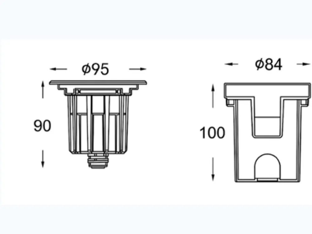 MDDM 6102 — Spot encastré de sol LED 3W — Dessin coté — extrait de la fiche technique, page 2